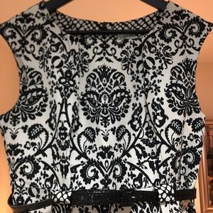 Classic black and white dress with pencil skirt